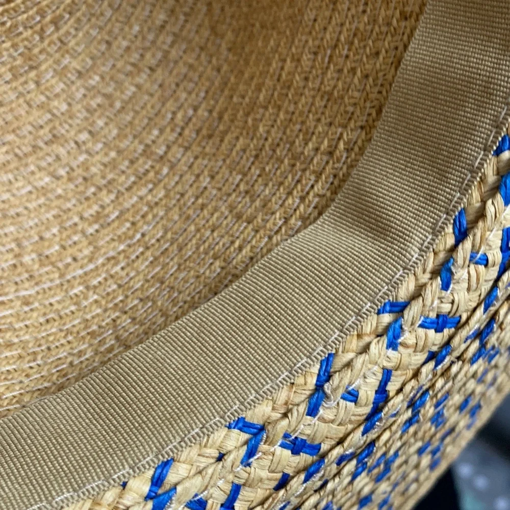 Tan and Red Wide Brim Sun Hat with Classic Design